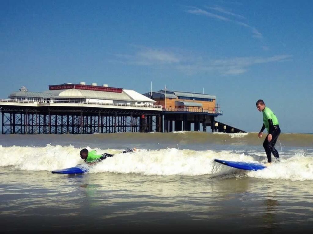 Surfing on Cromer Beach Norfolk