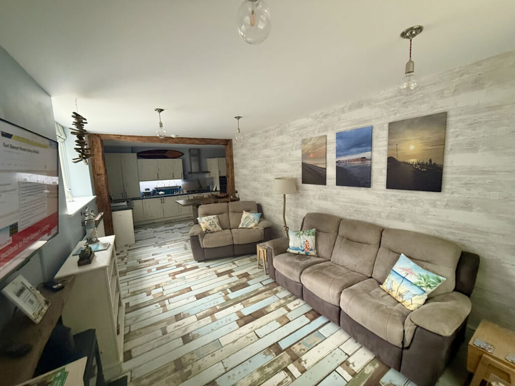 Apartment Living Room thru to Kitchen and Dining Area 